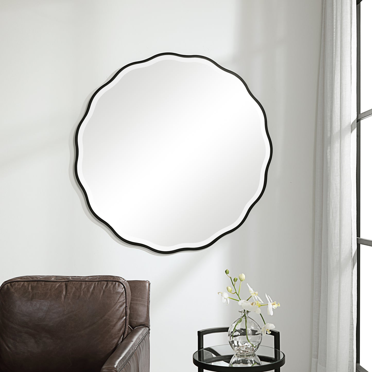 Uttermost 09693 Aneta Black Round Mirror