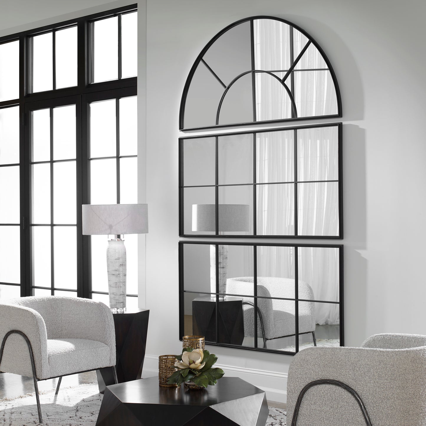 Uttermost 09733 Rousseau Iron Window Arch Mirror