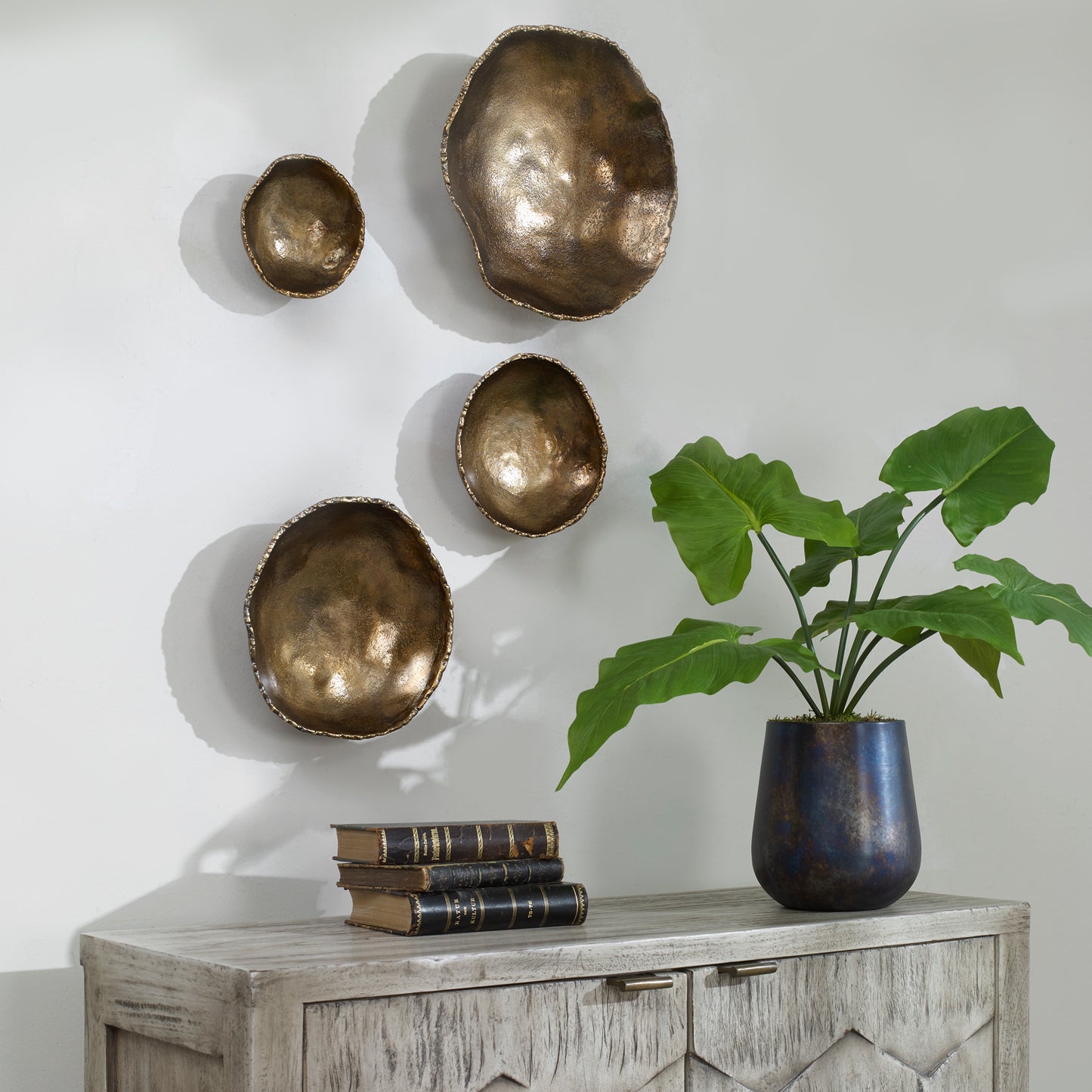 Uttermost 04299 Lucky Coins Brass Wall Bowls, S/4