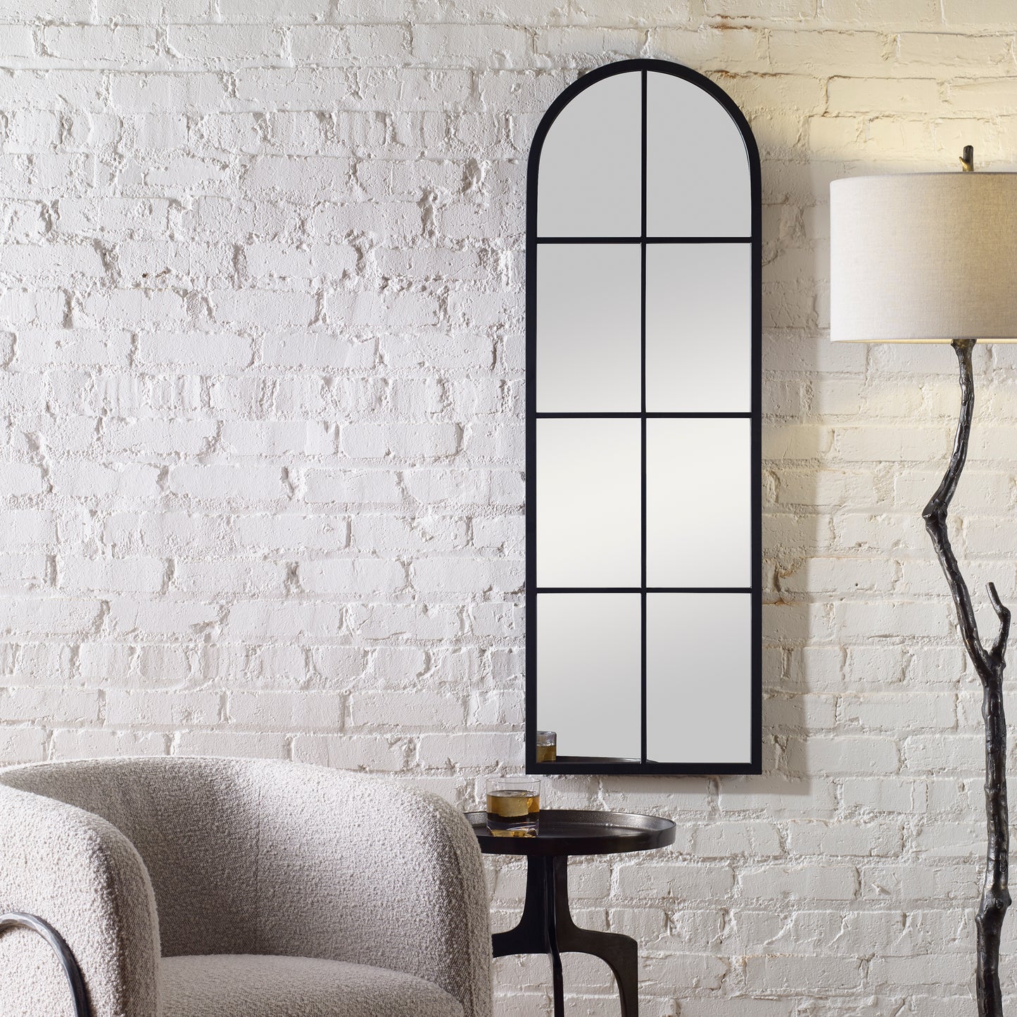 Uttermost 09772 Amiel Black Arch Window Mirror