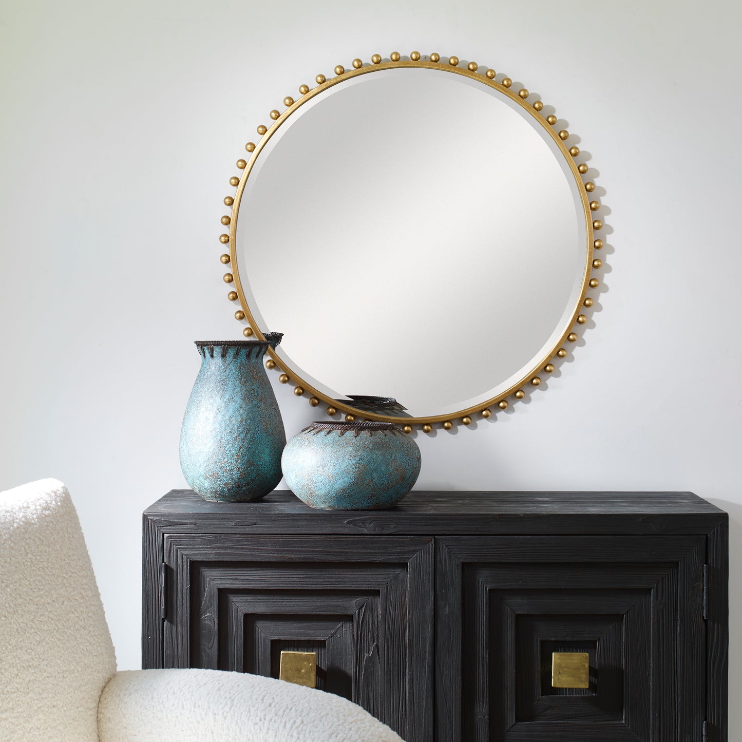 Uttermost 09777 Taza Gold Round Mirror