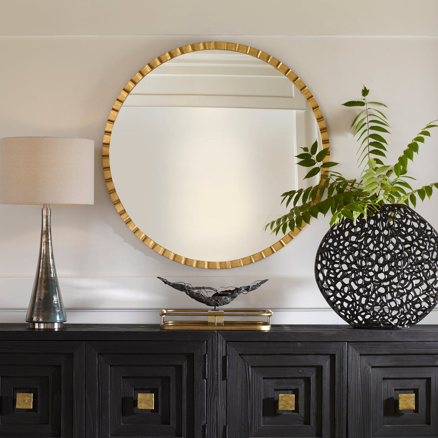 Uttermost 09781 Dandridge Gold Round Mirror
