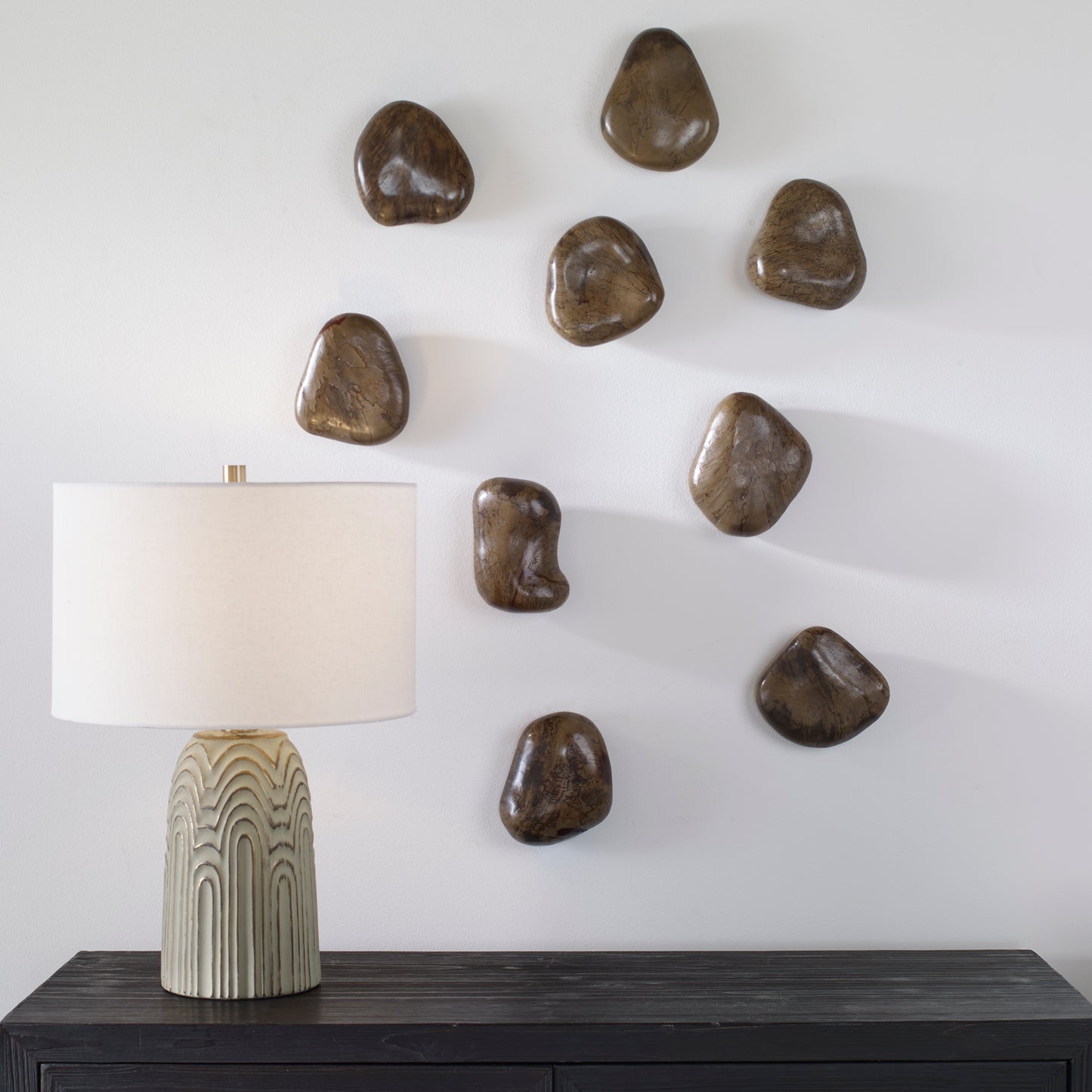Uttermost 04323 Pebbles Walnut Wood Wall Décor, S/9