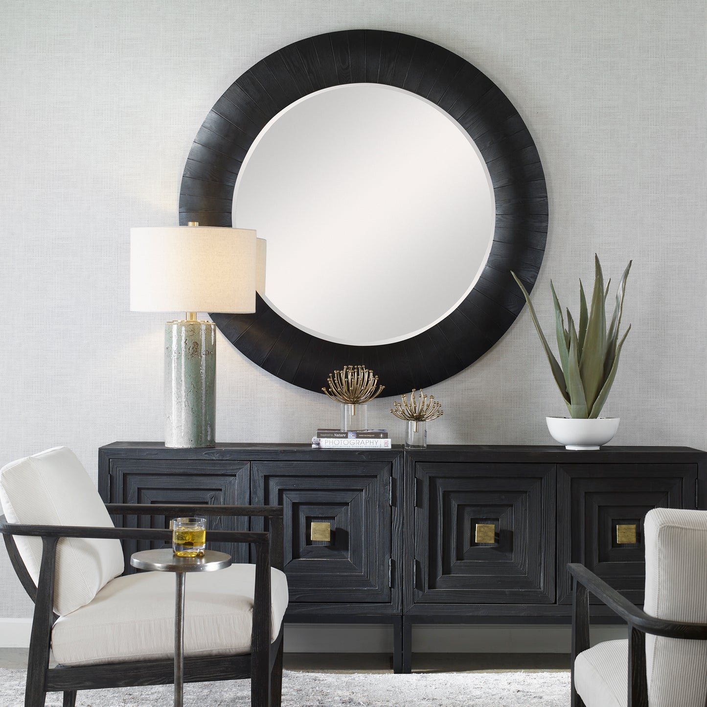 Uttermost 09855 Stockade Dark Round Mirror