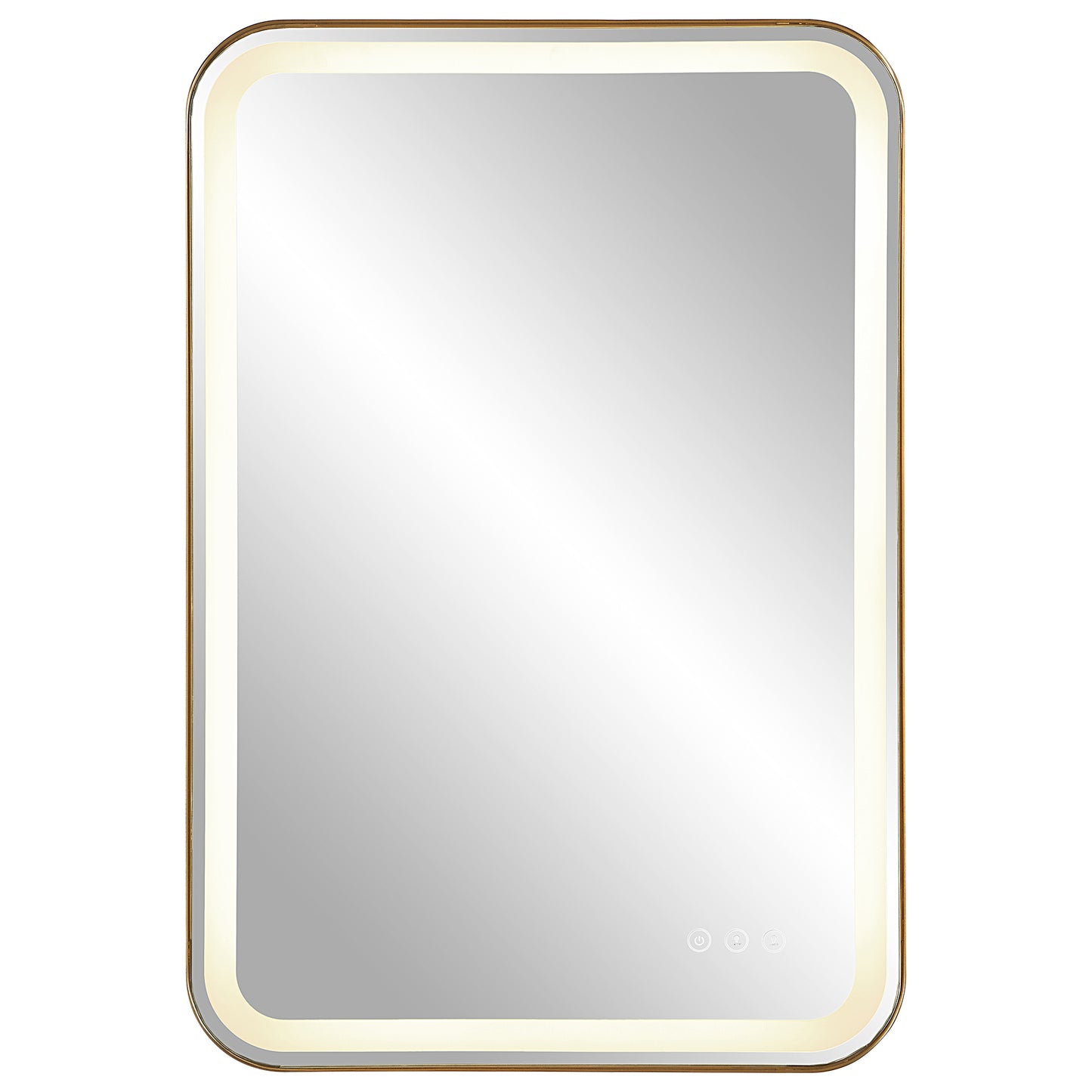 Uttermost 09862 Crofton Lighted Brass Vanity Mirror
