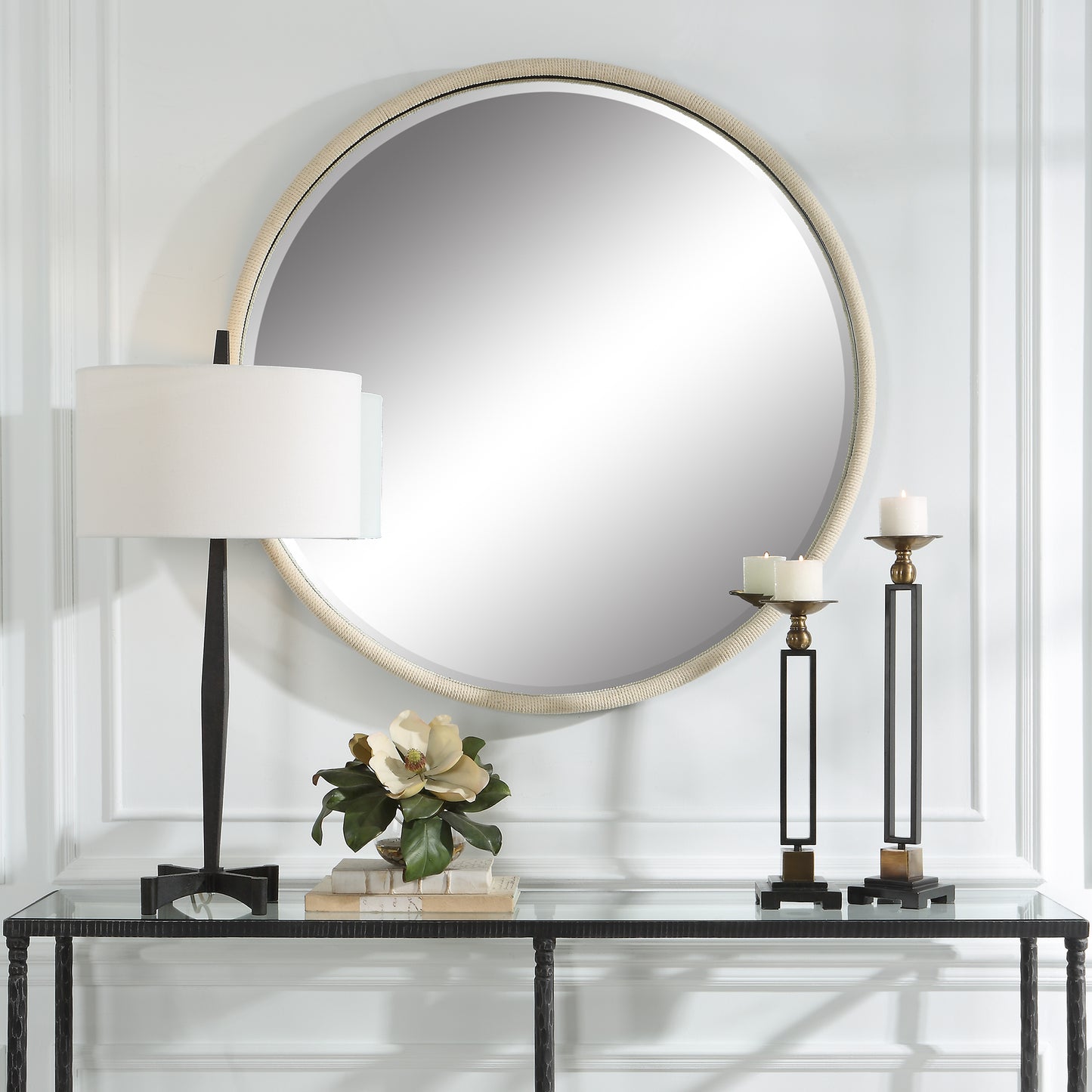 Uttermost 09908 Ranchero White Round Mirror