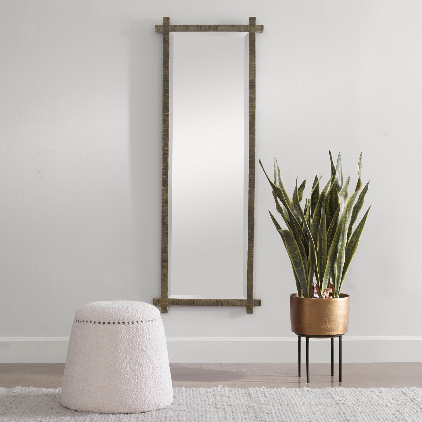 Uttermost 09917 Abanu Ribbed Gold Dressing Mirror