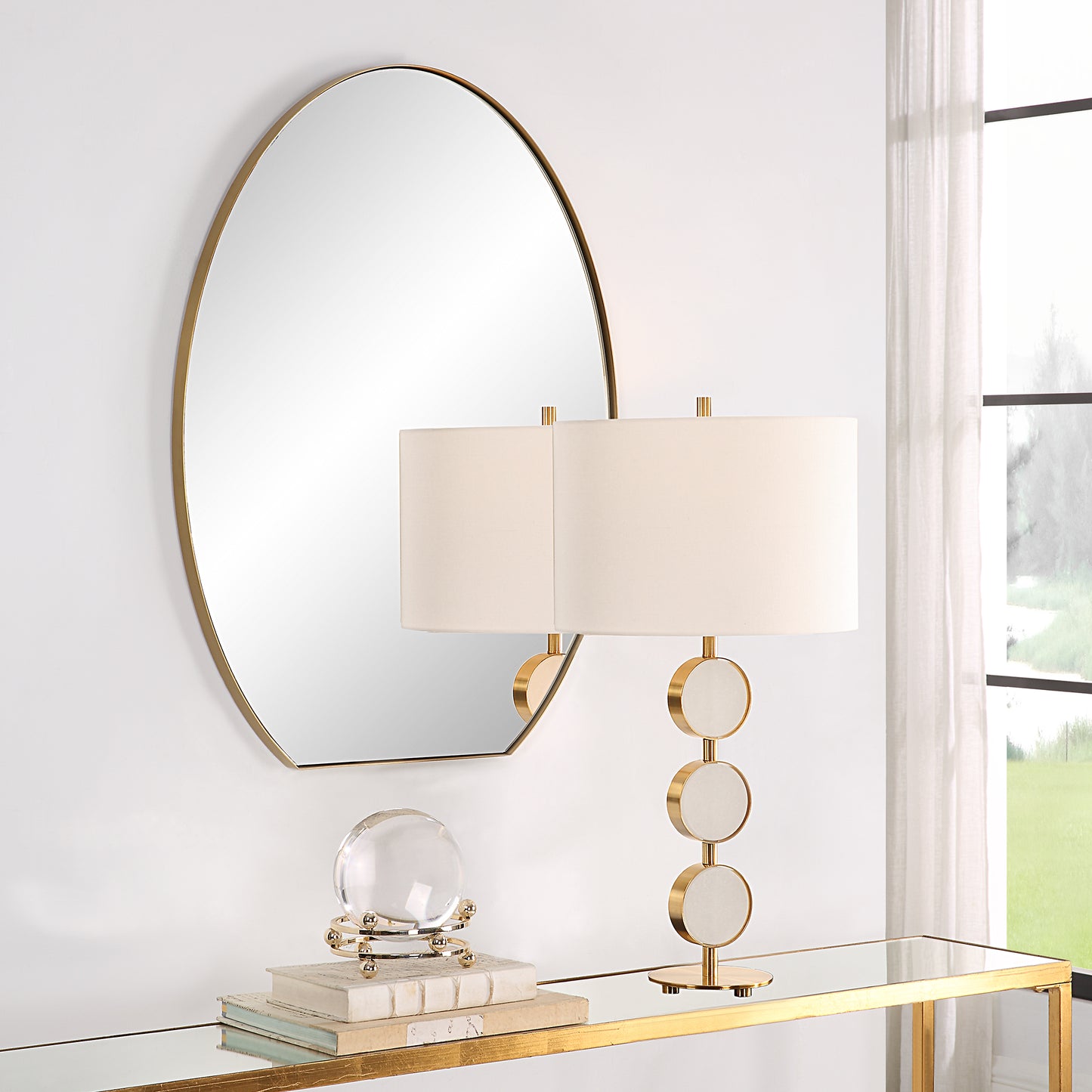 Uttermost 09924 Cabell Brass Oval Mirror