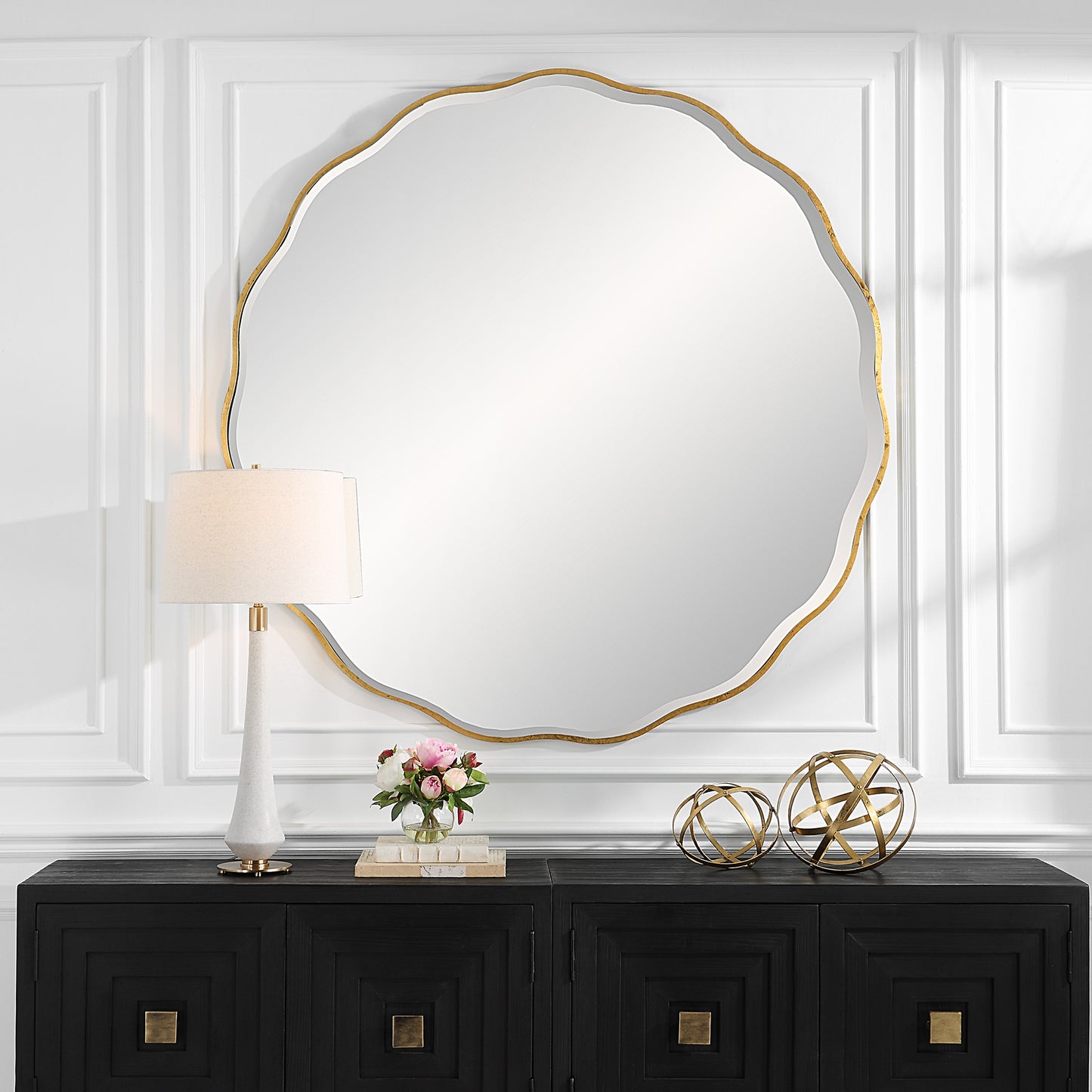 Uttermost 09943 Aneta Large Gold Round Mirror