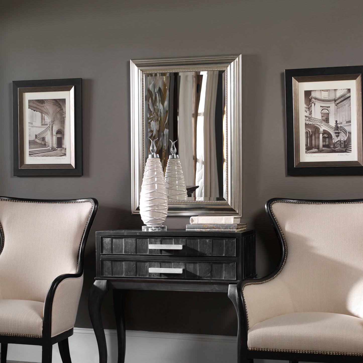 Uttermost 12005 B Stuart Silver Beaded Mirror