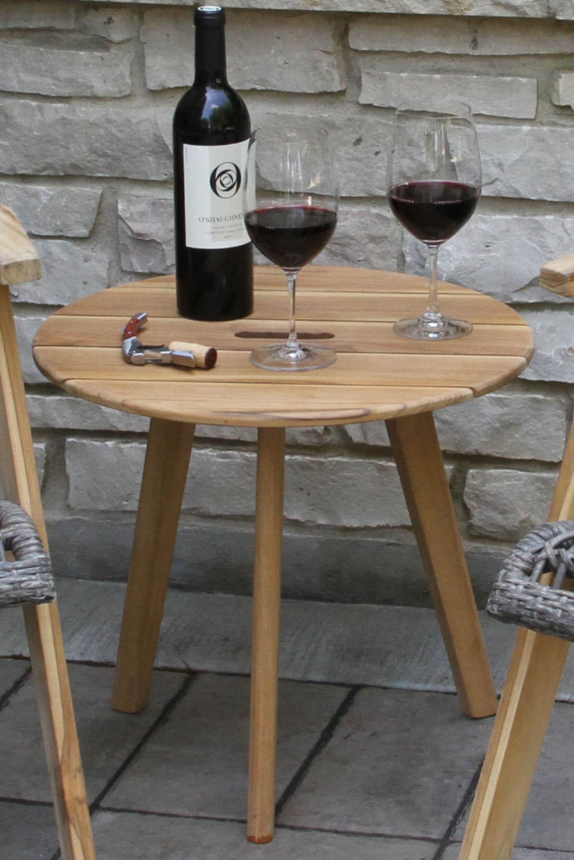 Outdoor Interiors TNA2000 Teak Accent Table with Handle