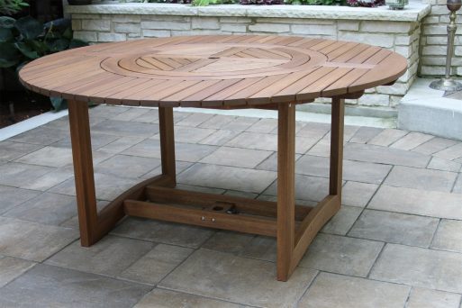 Outdoor Interiors 20663 63" Round Eucalyptus Lazy Susan Dining Table