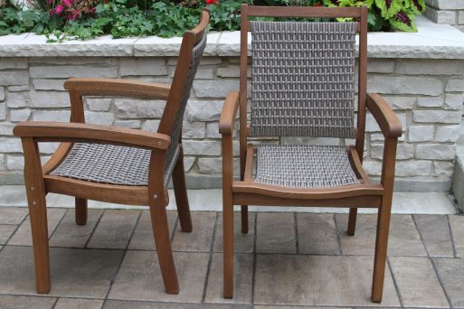 Outdoor Interiors 21090GR Driftwood Grey Wicker & Eucalyptus Stacking Armchair