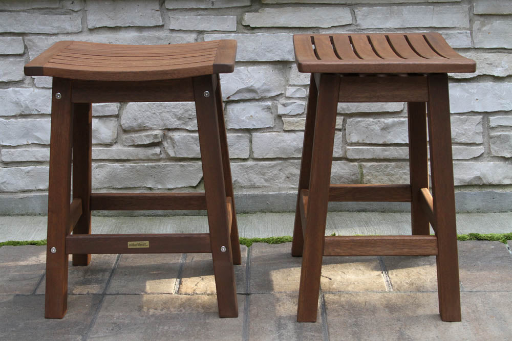 Outdoor Interiors 45475NA Balcony Height Eucalyptus Saddle Stool 2-Pack