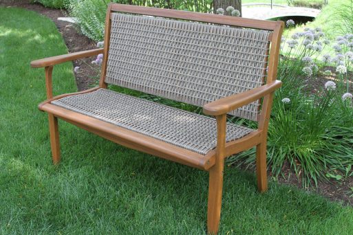 Outdoor Interiors 21465GR Driftwood Grey Wicker & Eucalyptus Bench