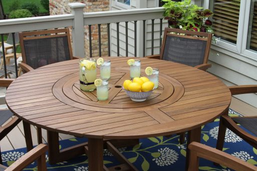 Outdoor Interiors 20663 63" Round Eucalyptus Lazy Susan Dining Table