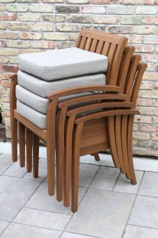 Outdoor Interiors 20505 Eucalyptus Deluxe Stacking Armchairs with Olefin Cushions 4 Pack