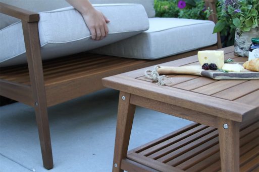 Outdoor Interiors S80044 Modern Eucalyptus Conversation Set with Cushion & Pillow