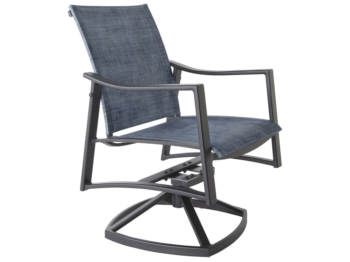 OW Lee Avana Sling Wrought Aluminum Swivel Rocker Dining Chair