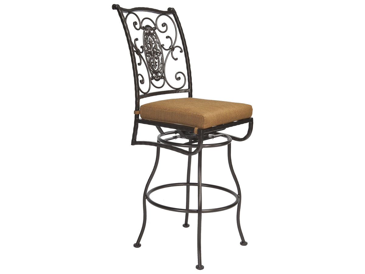 OW Lee San Cristobal Wrought Iron Cushion Bar Stool