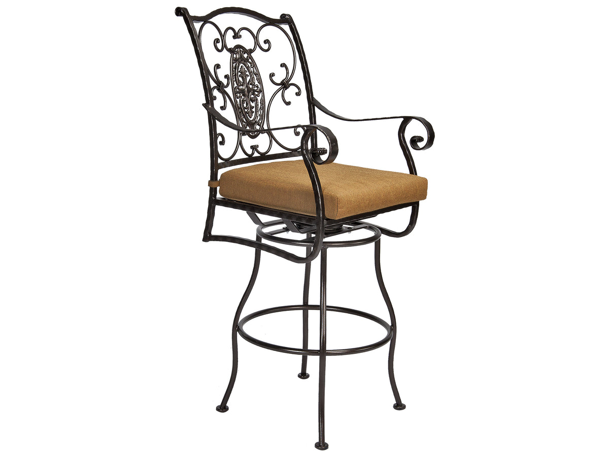 OW Lee San Cristobal Wrought Iron Cushion Bar Stool