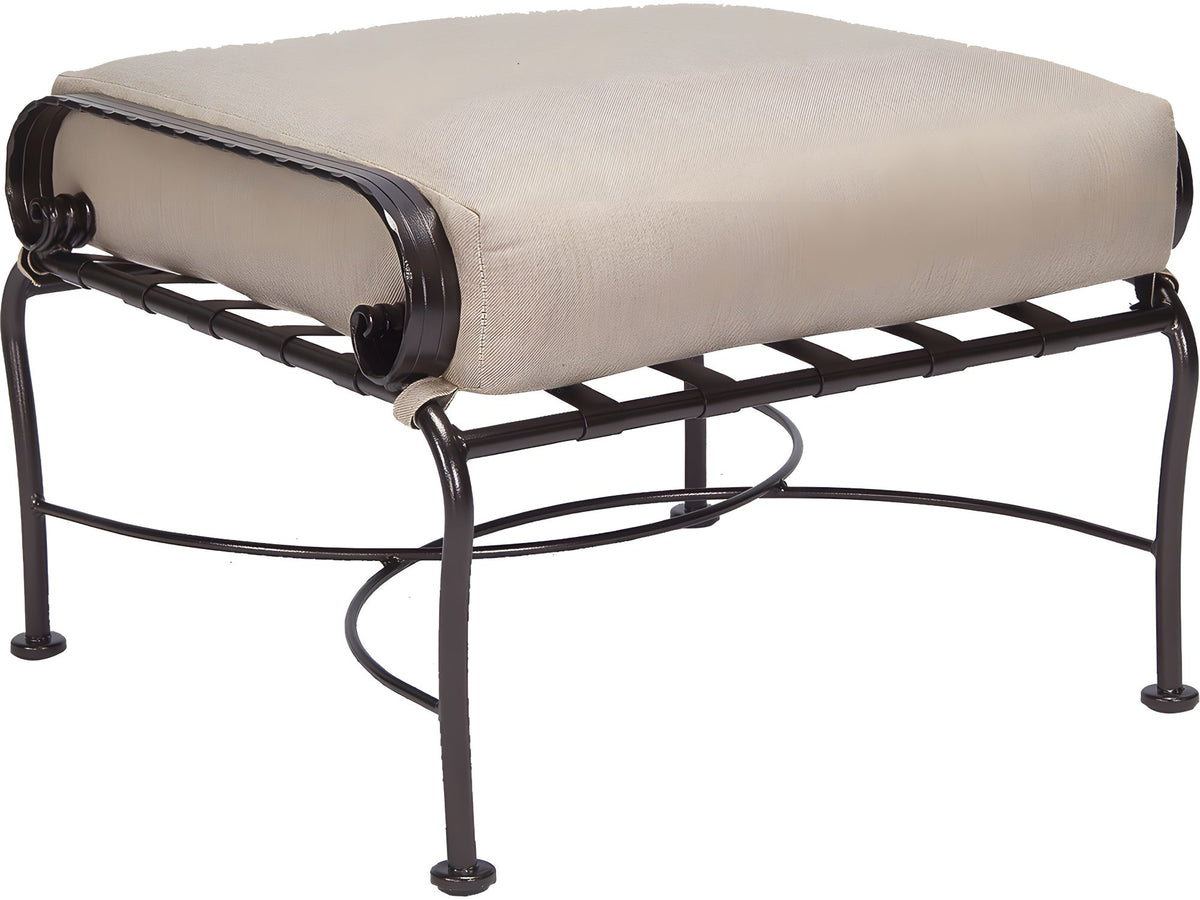 OW Lee Classico-Wide Wrought Iron Scrolls Patio Ottoman
