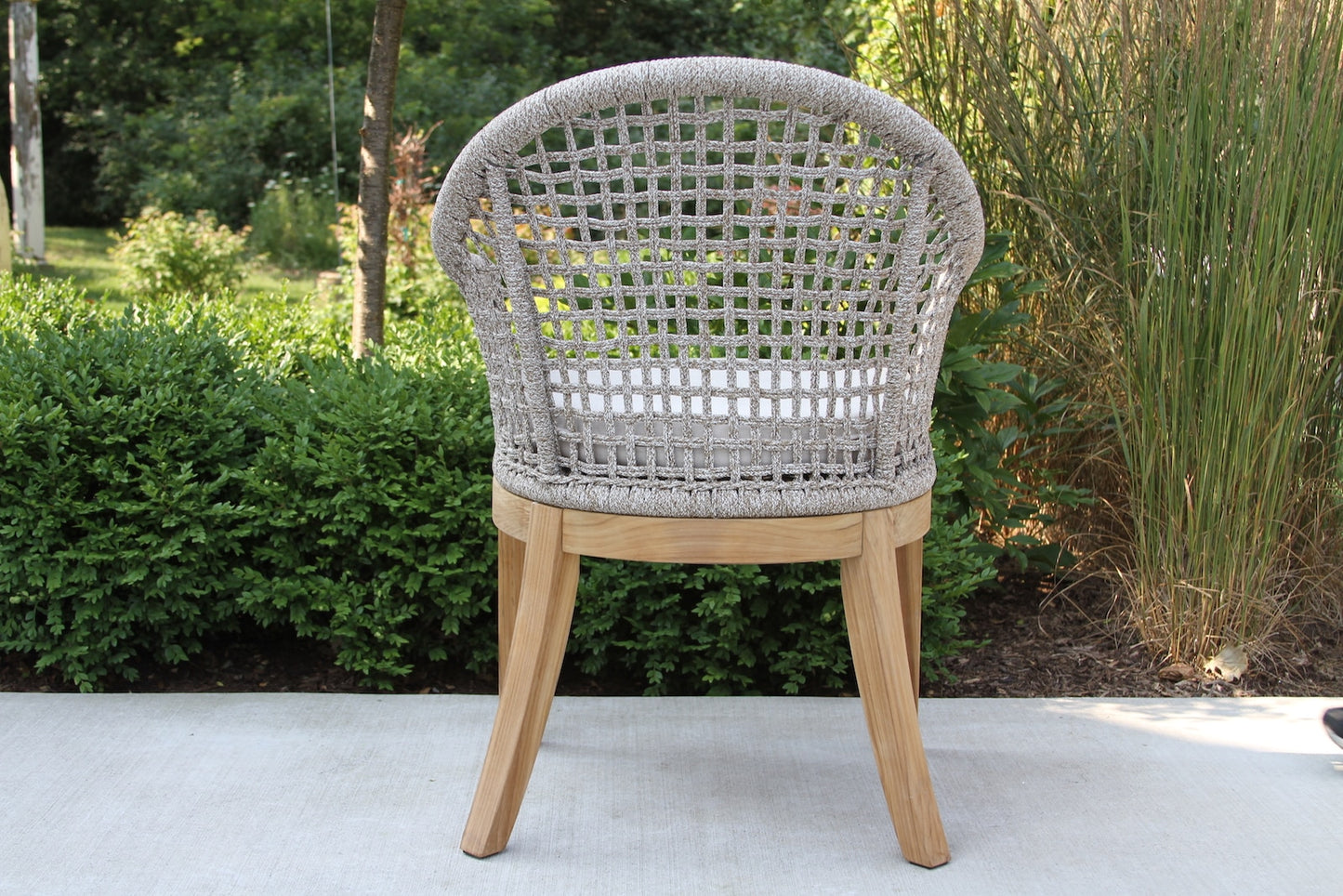 Outdoor Interiors TNA2211 Nautical Rope & Teak Dining Chairs with Sunbrella 2 Pack