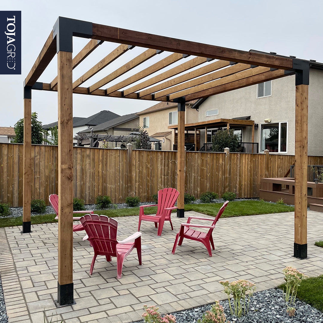 Toja Grid Pergola Kit for 4x4 Wood Posts with KNECT 2x4 Top Rafter Bra
