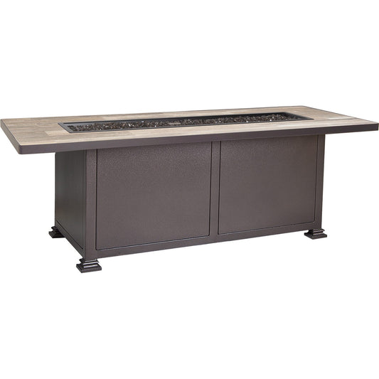 OW Lee Santorini 28" x 72" Chat Height Fire Pit Table