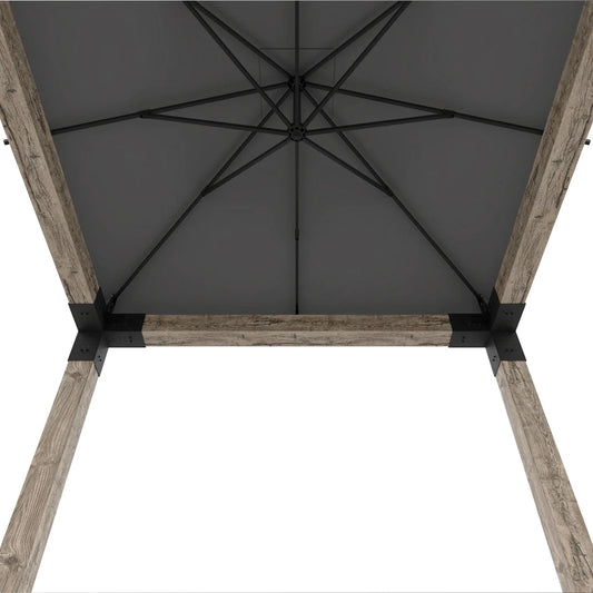 Toja Grid Pergola Kit with Umbrella Top for 6x6 Wood Posts, Graphite Color