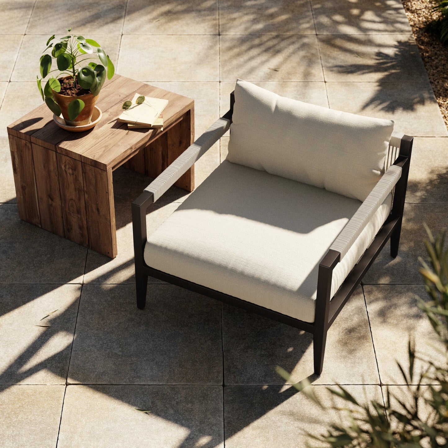 Four Hands 223203-021 Sherwood Outdoor Chair, Bronze - Venao Ivory