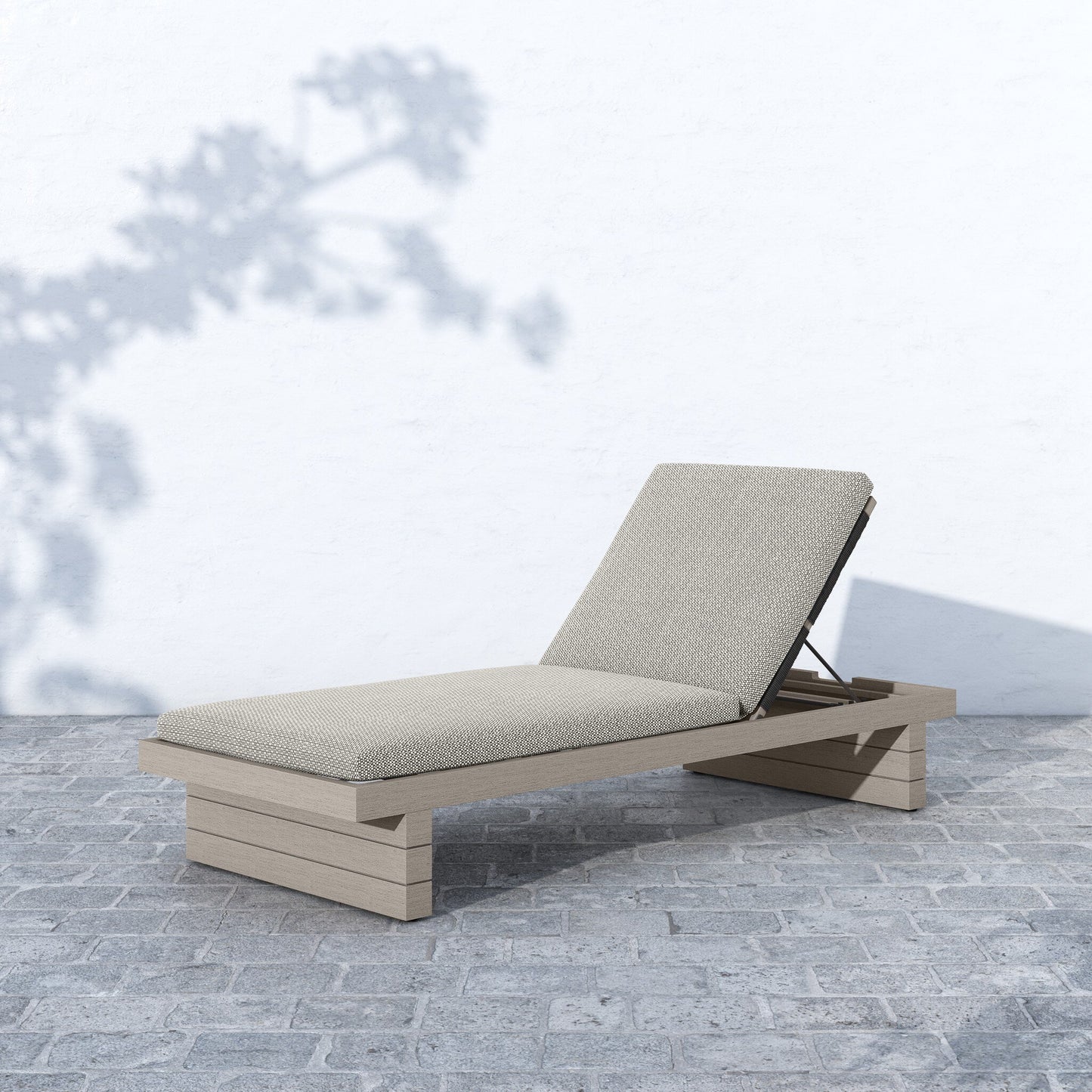 Four Hands 223214-008 Leroy Outdoor Chaise - Weathered Grey - Faye Ash