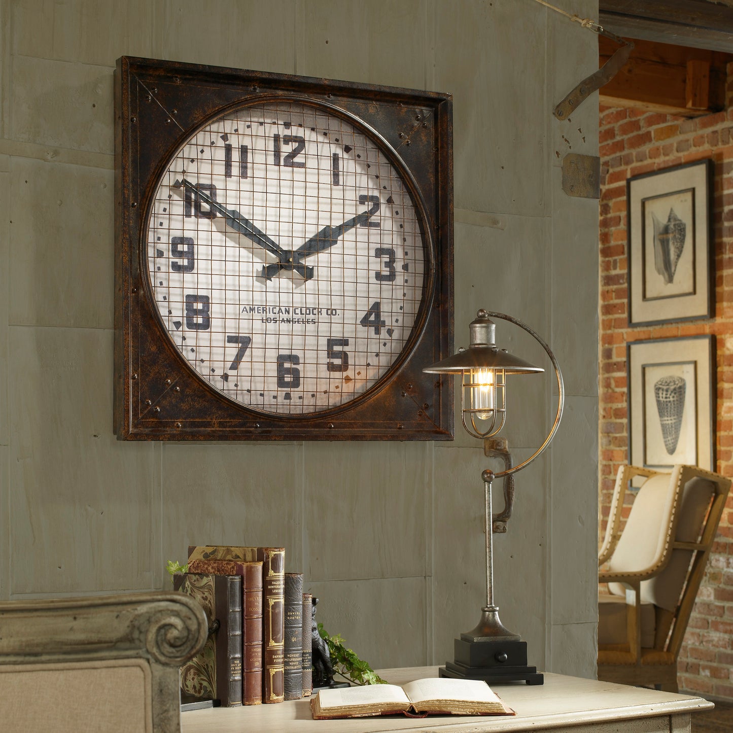 Uttermost 06083 Warehouse Wall Clock W/ Grill