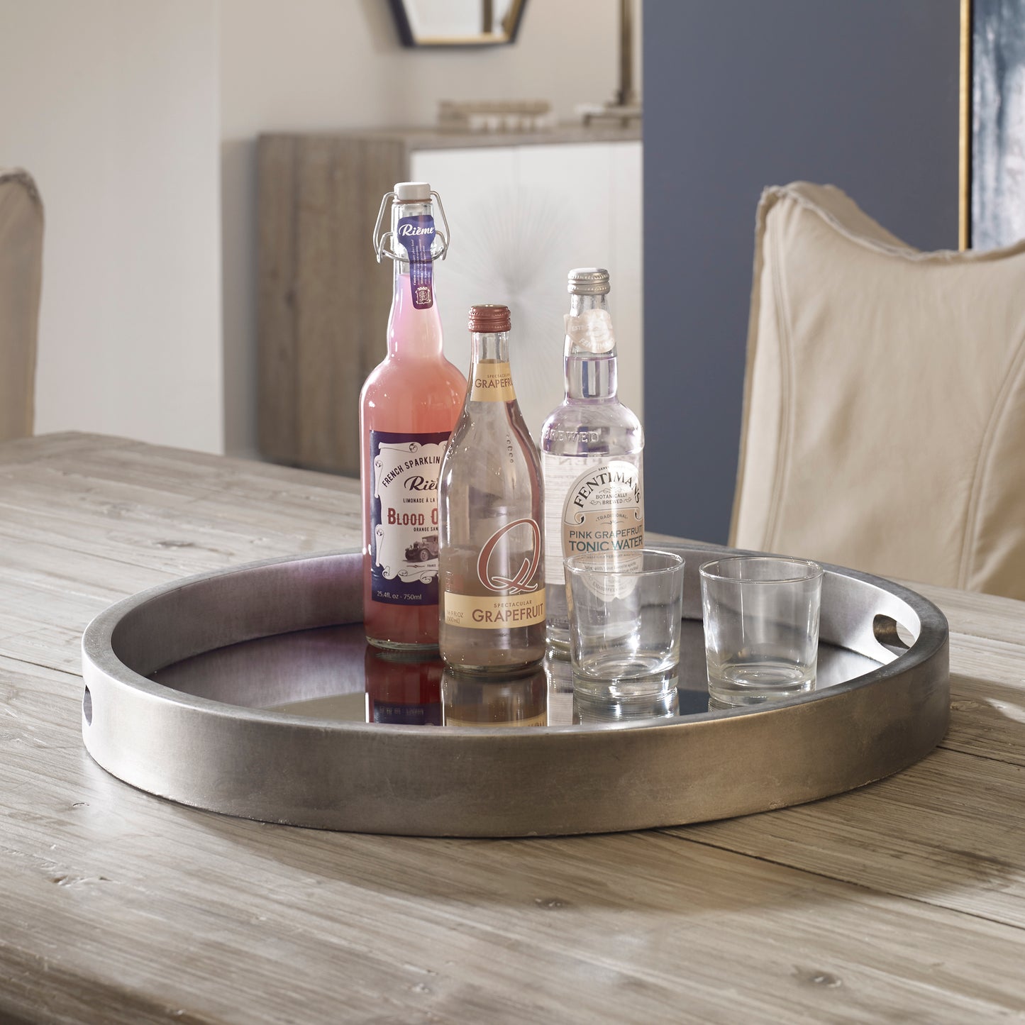 Uttermost 19997 Bechet Round Silver Tray