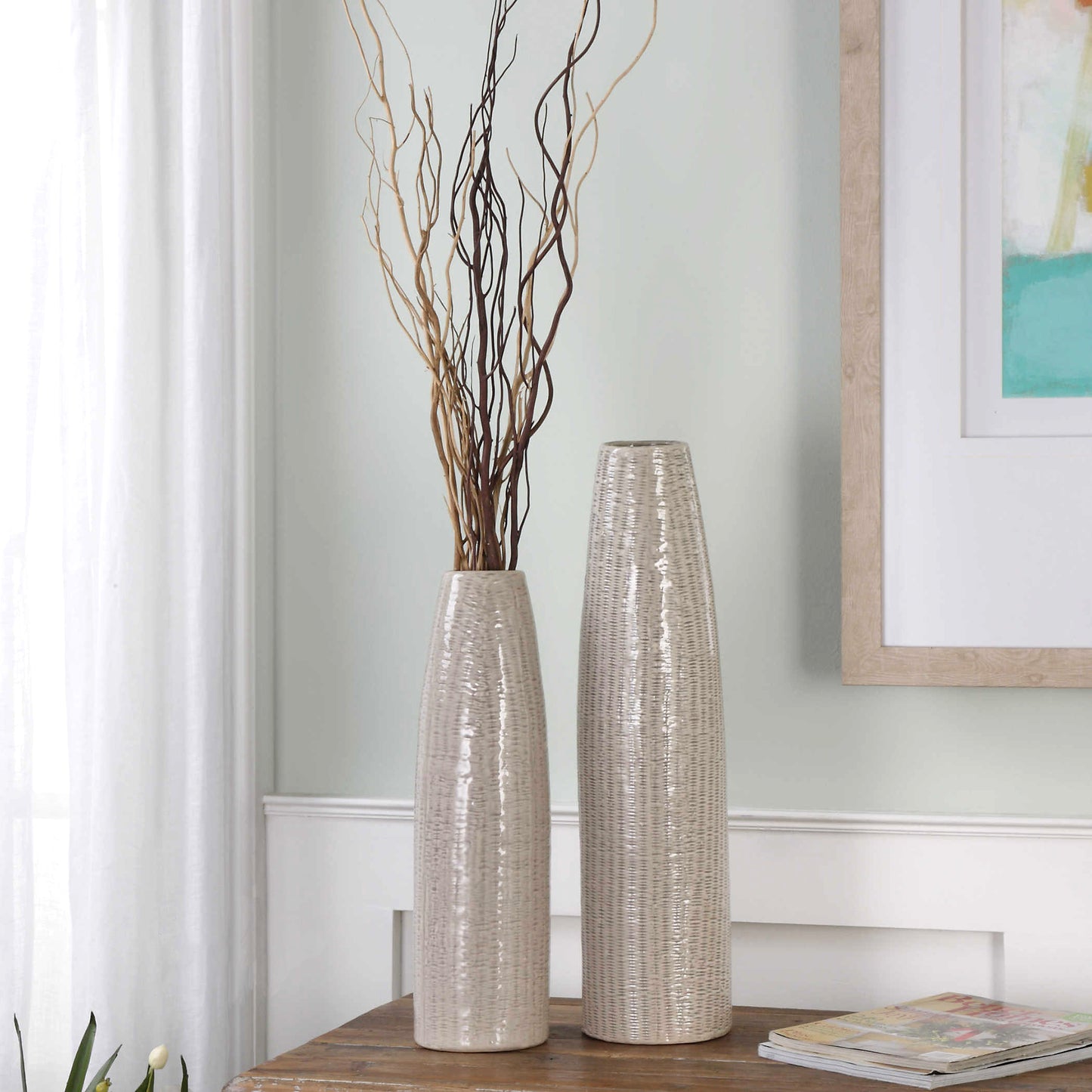 Uttermost 20156 Sara Textured Ceramic Vases S/2