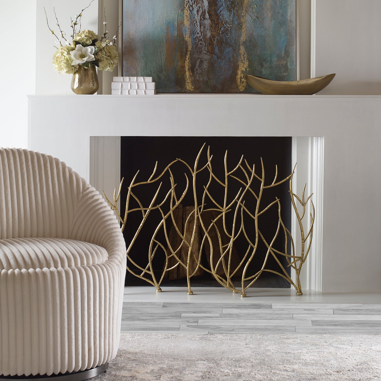 Uttermost 18796 Gold Branches Decorative Fireplace Screen