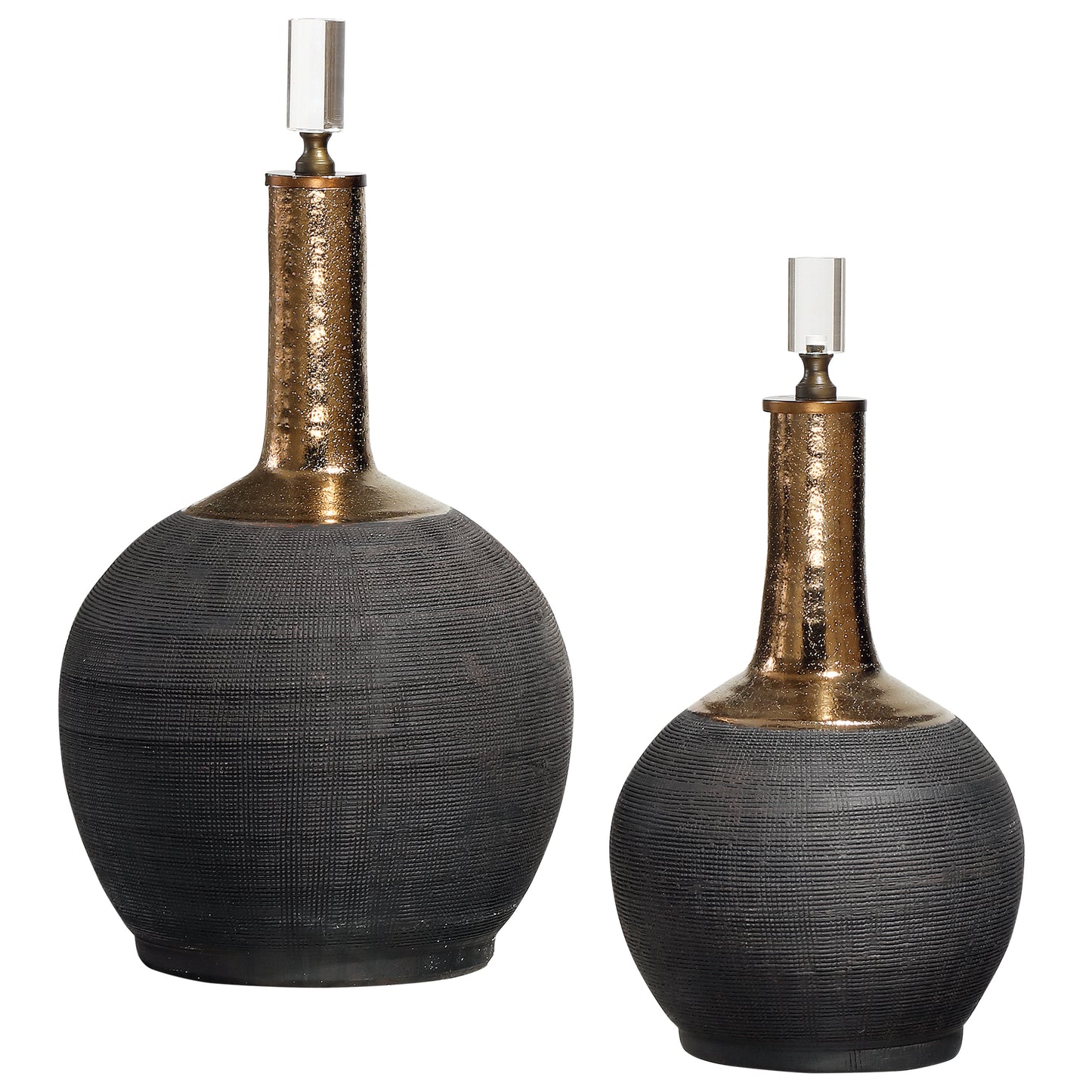 Uttermost 18923 Arnav Matte Black Bottles, S/2