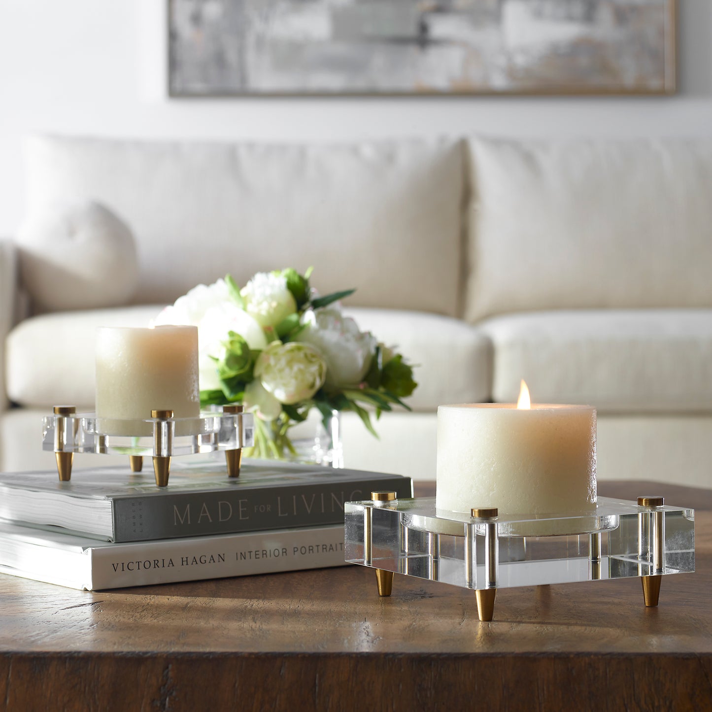 Uttermost 18643 Claire Crystal Block Candleholders, S/2