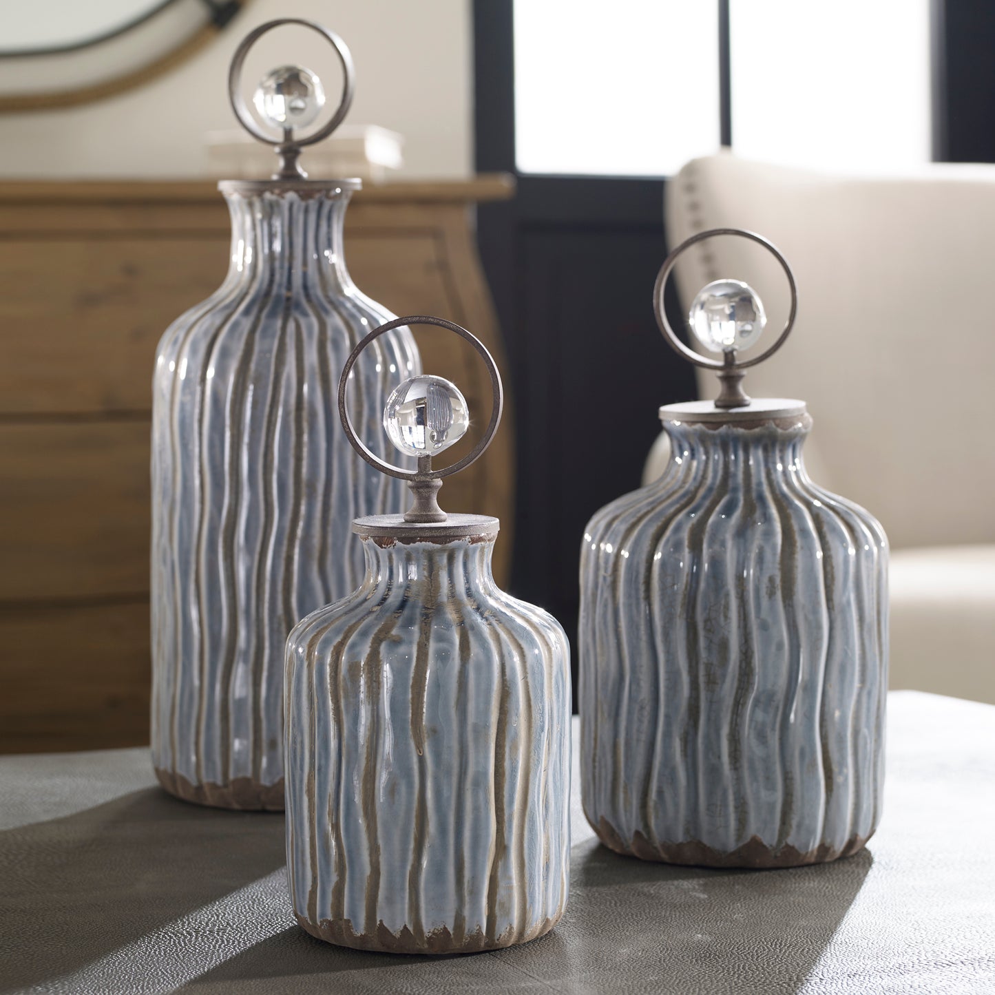 Uttermost 18633 Mathias Grey-Blue Vessels, S/3