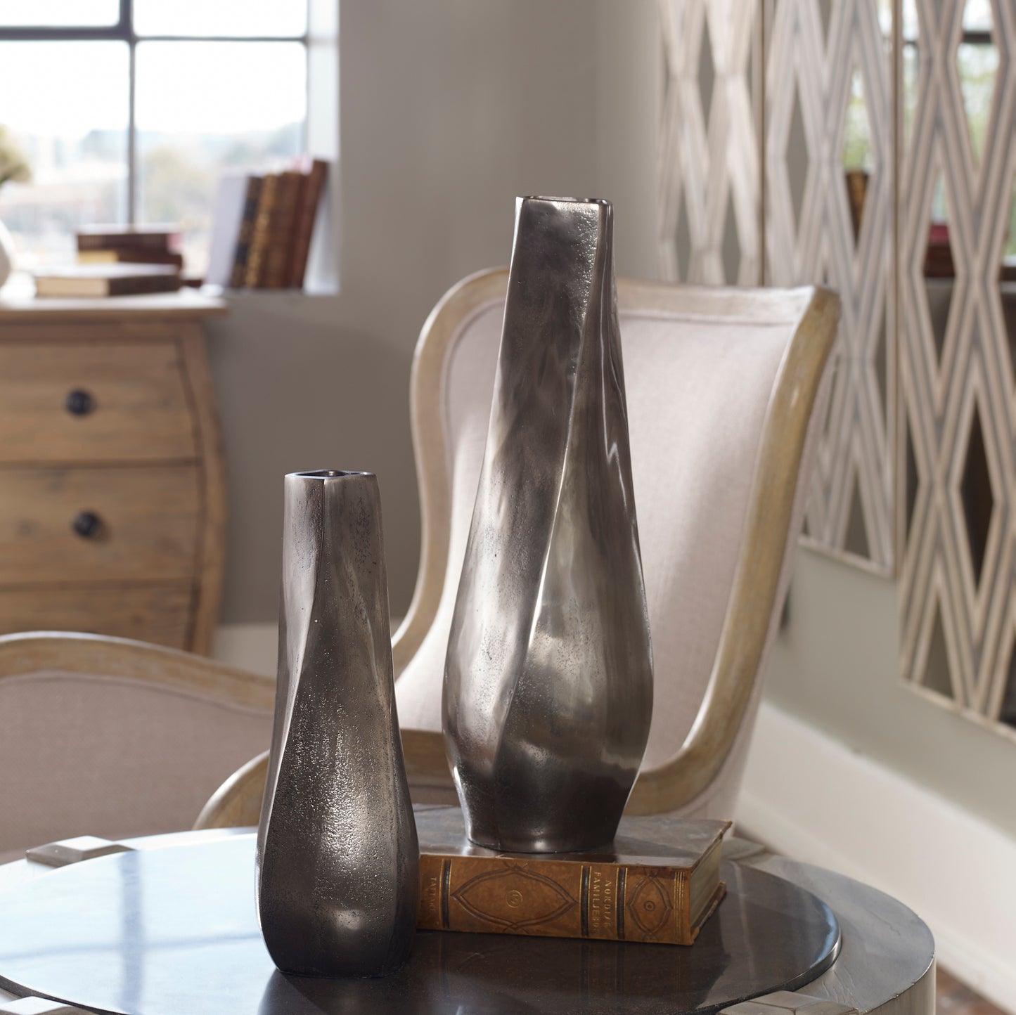 Uttermost 18967 Noa Dark Nickel Vases Set/2