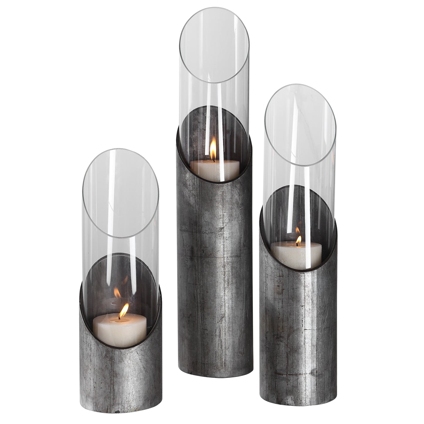 Uttermost 17518 Karter Iron & Glass Candleholders Set/3