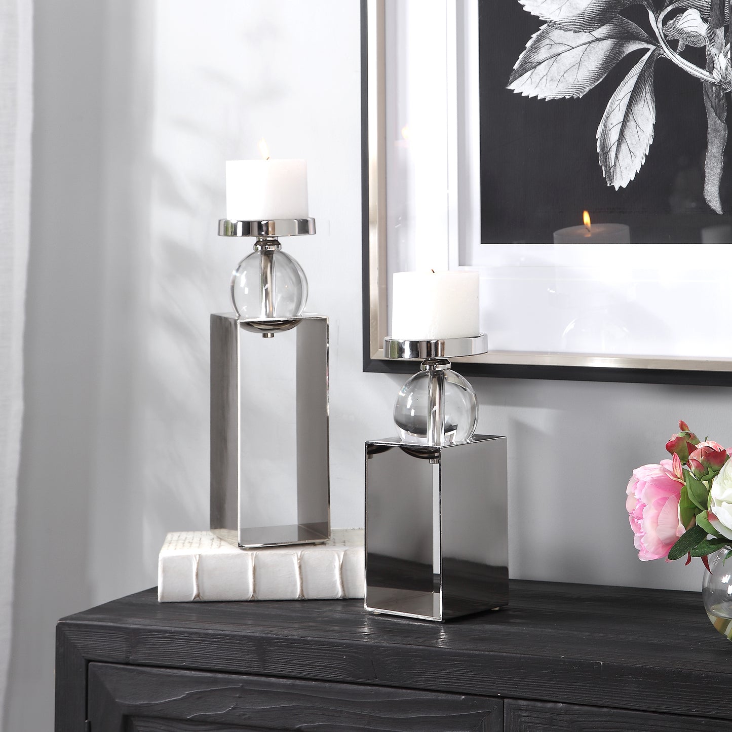 Uttermost 17561 Lucian Nickel Candleholders, Set/2