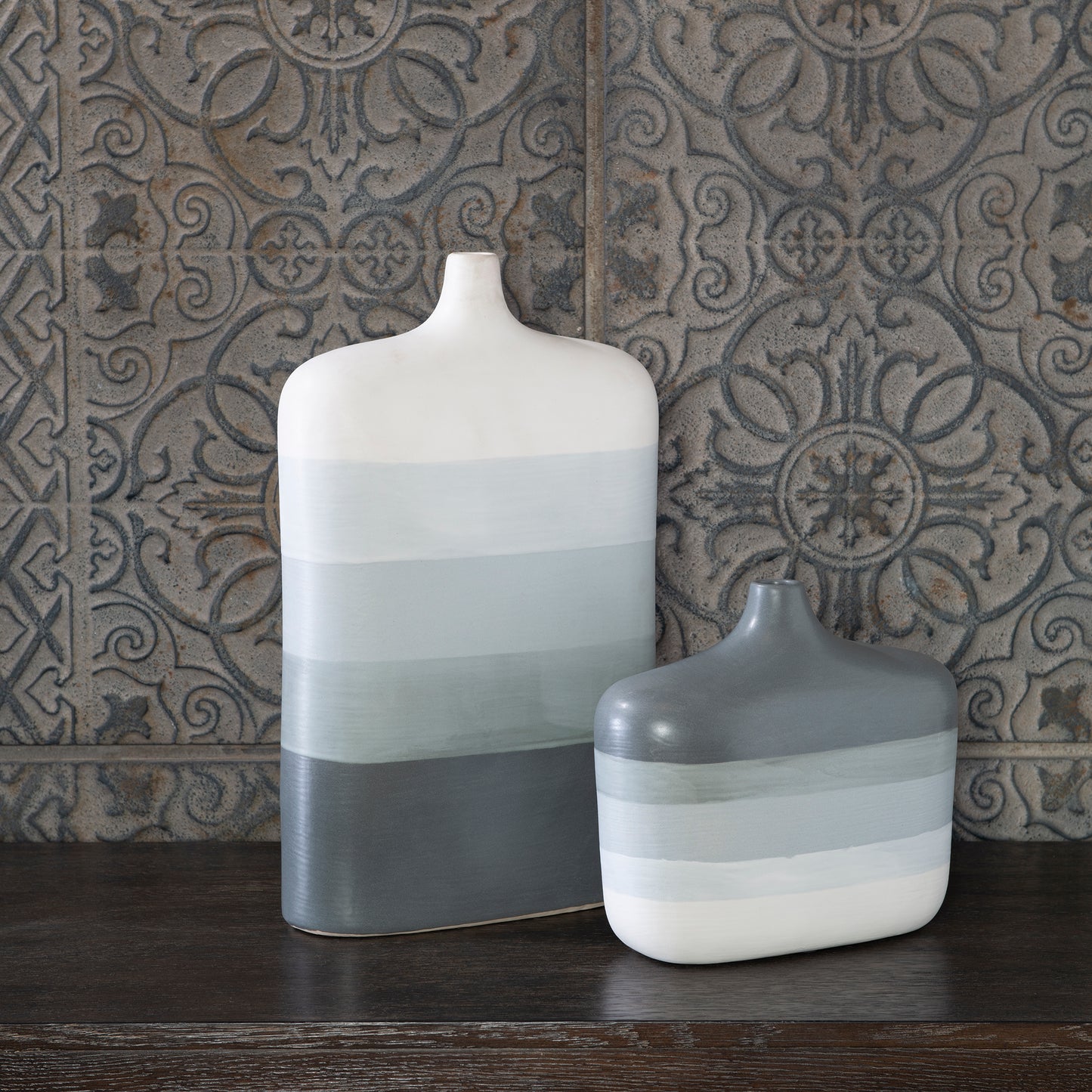 Uttermost 17722 Guevara Striped Gray Vases, S/2