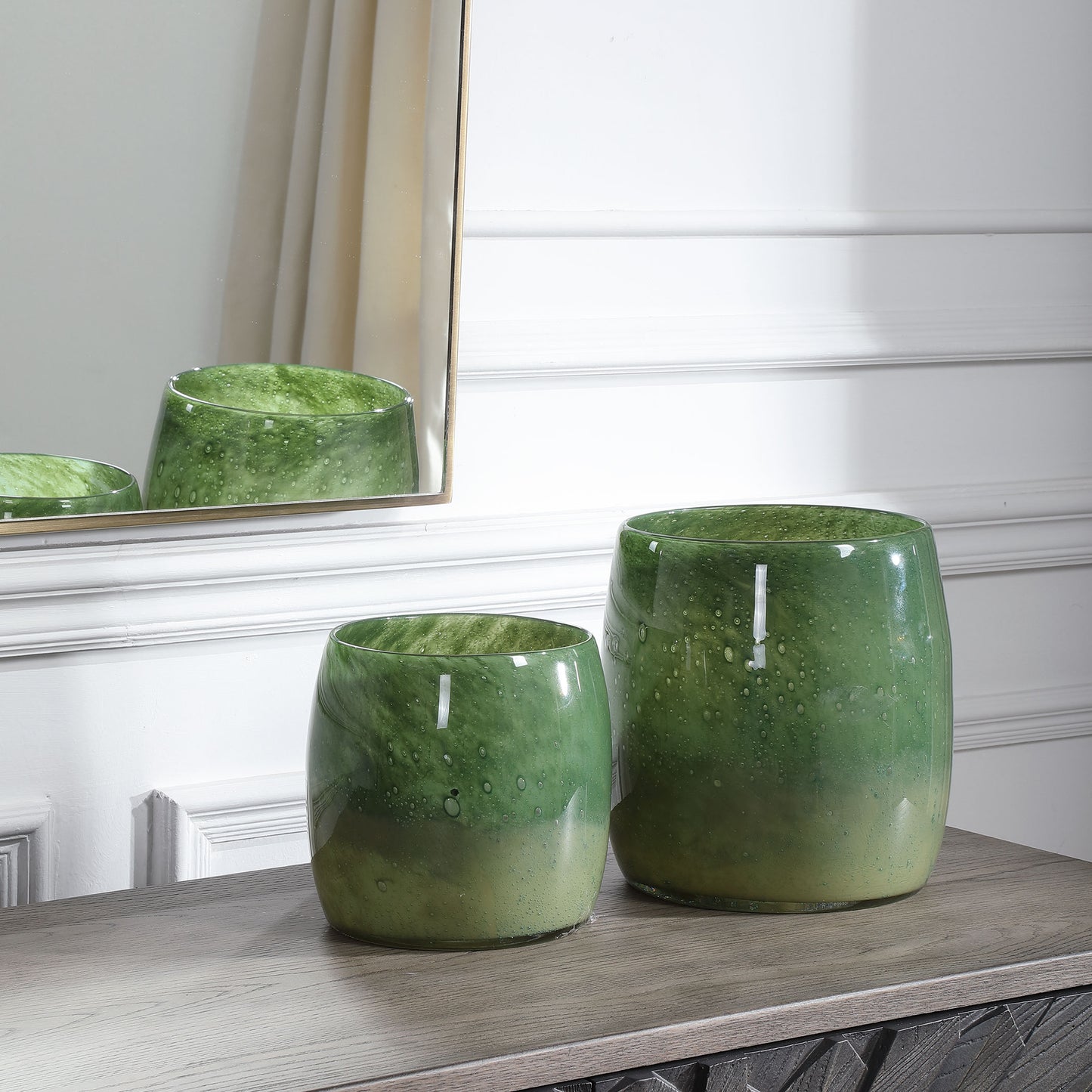 Uttermost 17845 Matcha Green Glass Vases, S/2