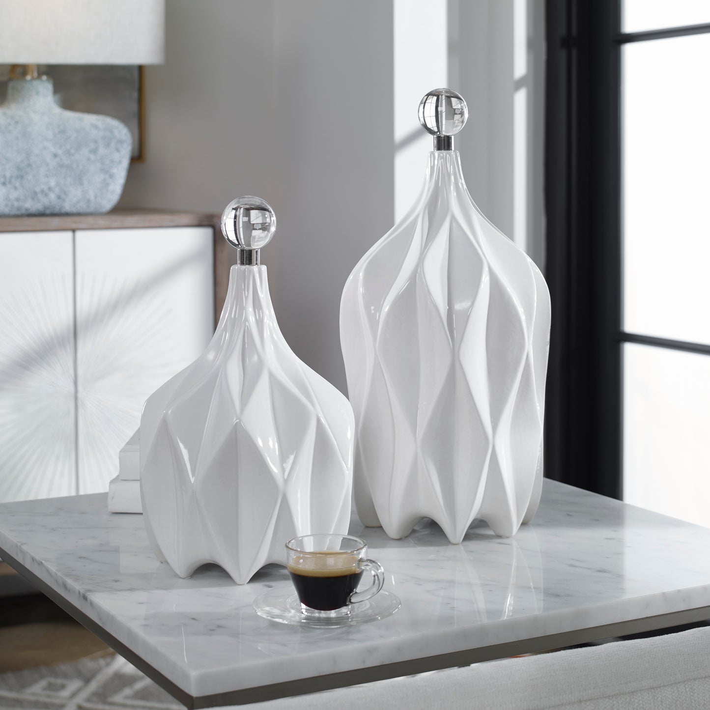 Uttermost 17868 Klara White Bottles, S/2