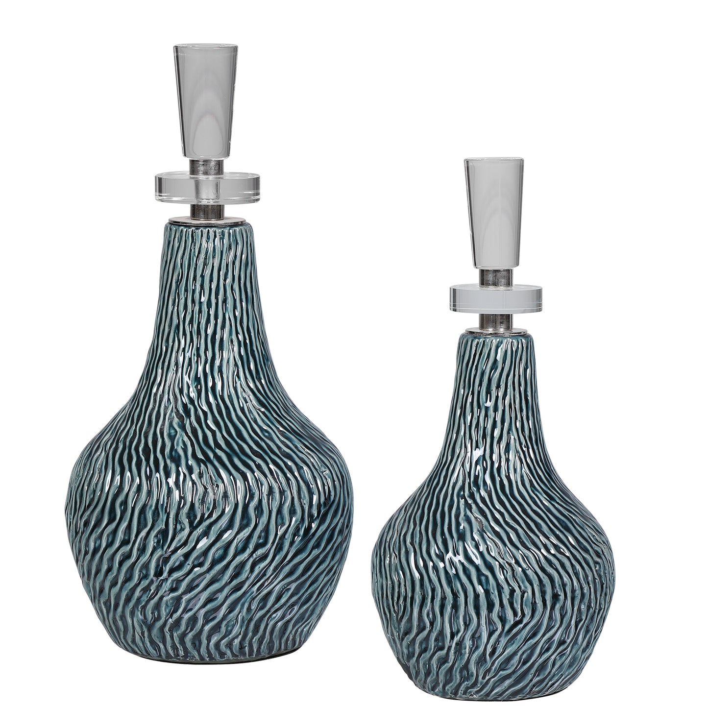 Uttermost 17842 Almera Dark Teal Bottles, S/2