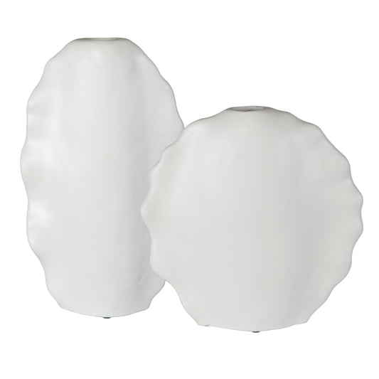 Uttermost 17963 Ruffled Feathers Modern White Vases, S/2
