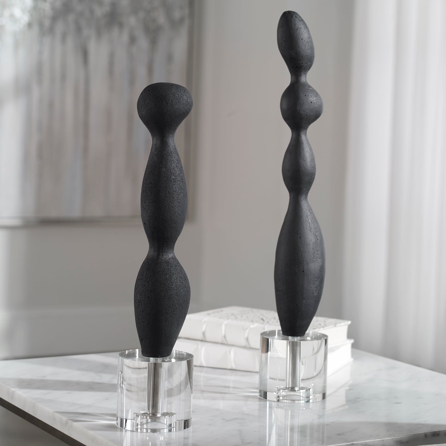 Uttermost 17972 Koa Black Marble Sculptures, S/2