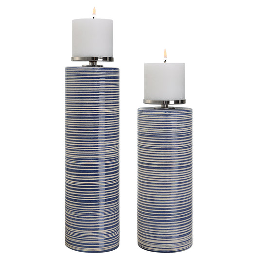 Uttermost 17998 Montauk Ceramic Candleholders, S/2