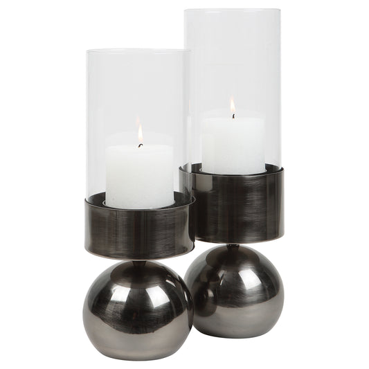 Uttermost 18050 Tilston Gunmetal Candleholders, Set/2